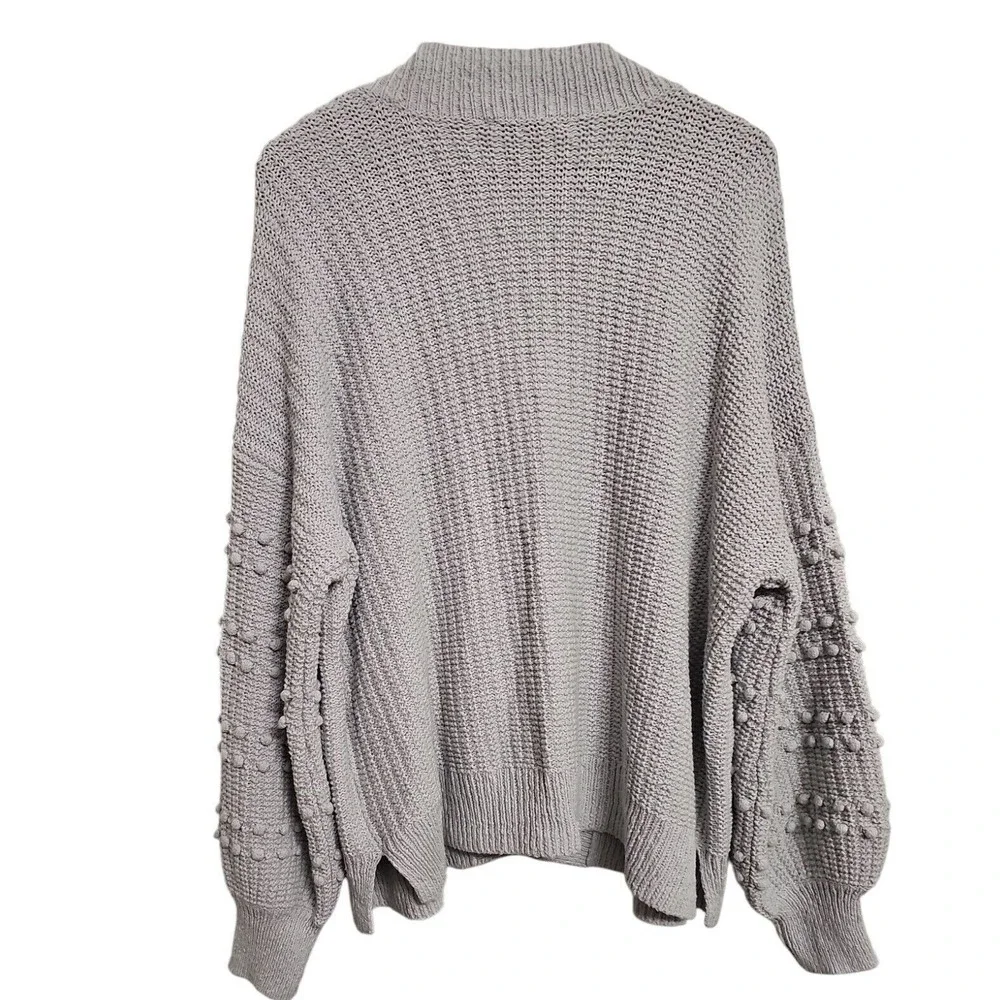 Madewell Bobble Sleeves Gray Cardigan Sweater Knit Open Front‎ Pockets XL Nwot